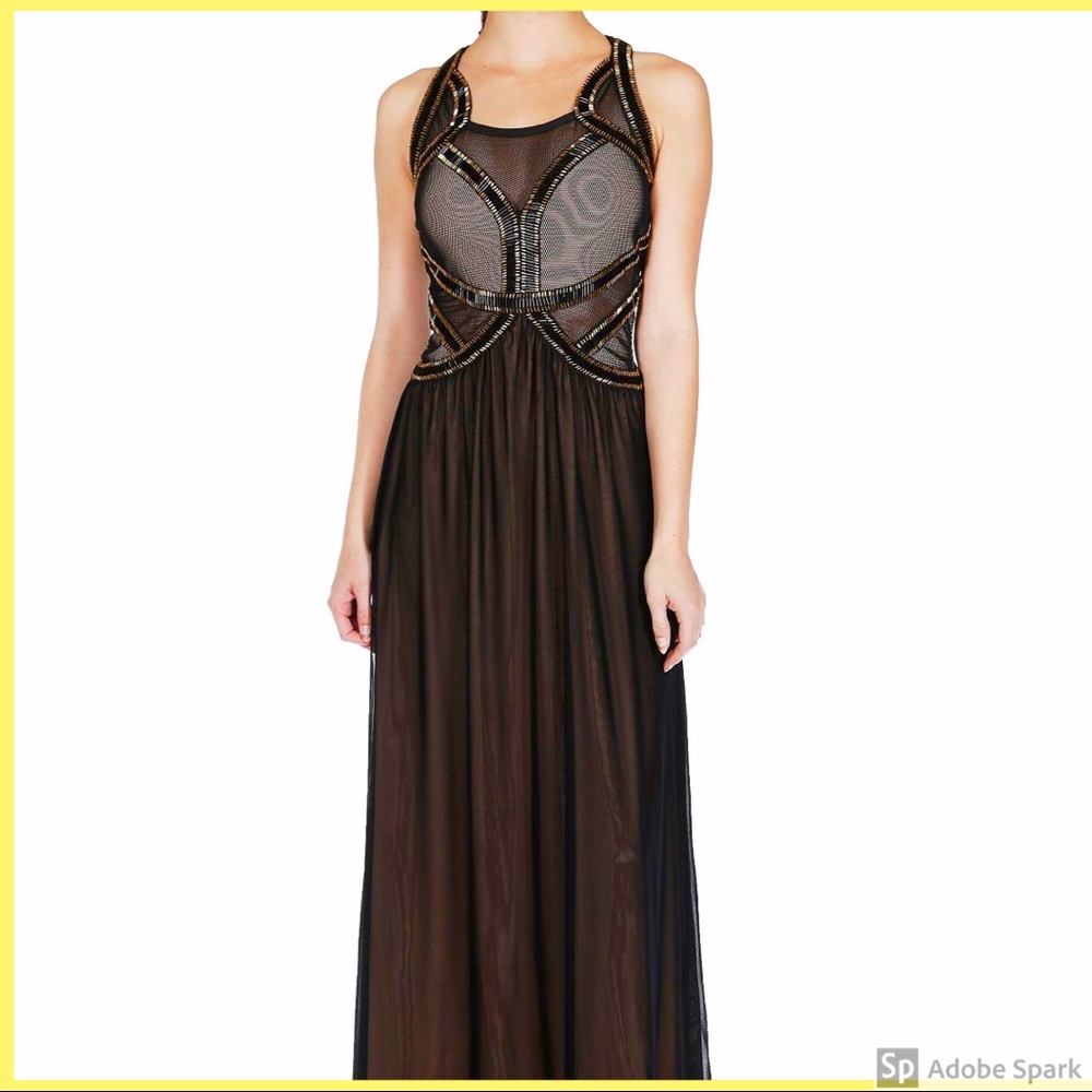 Beaded maxi dress with a beautiful meshed cut